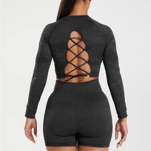 Gymshark lace up back long sleeve crop top